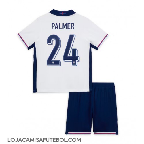 Camisa de Futebol Inglaterra Cole Palmer #24 Equipamento Principal Infantil Europeu 2024 Manga Curta (+ Calças curtas)